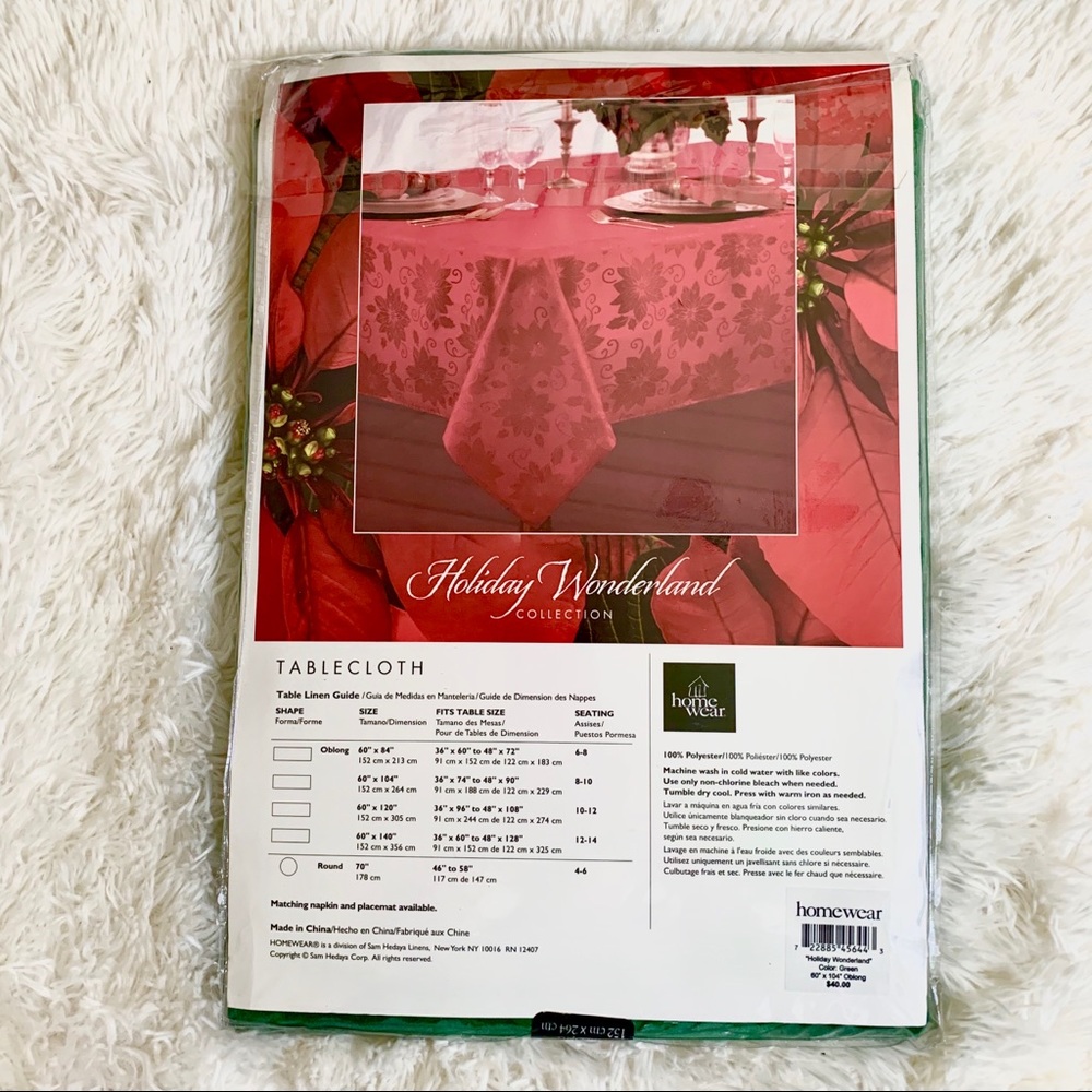 Homewear Wonderland  Green oblong Tablecloth 60x84 - Picture 2 of 5